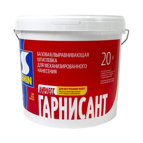 Шпатлевка для машинного нанесения AIRLESS GARNISSANT белая крышка 20кг