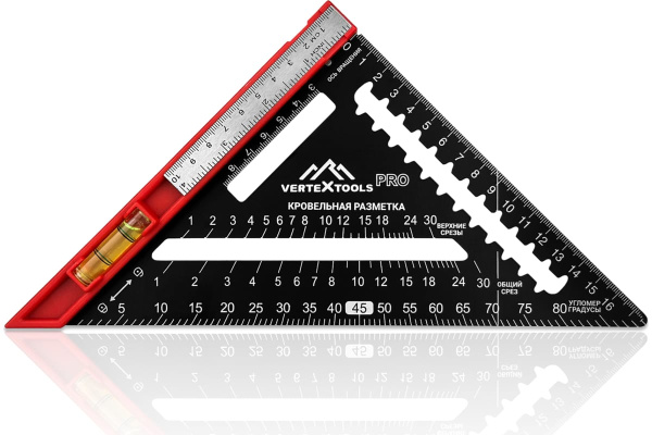 Угольник многофункциональный VertexTools profi 7 в 1, inox+abs толщина 1,9 мм 3046-1
