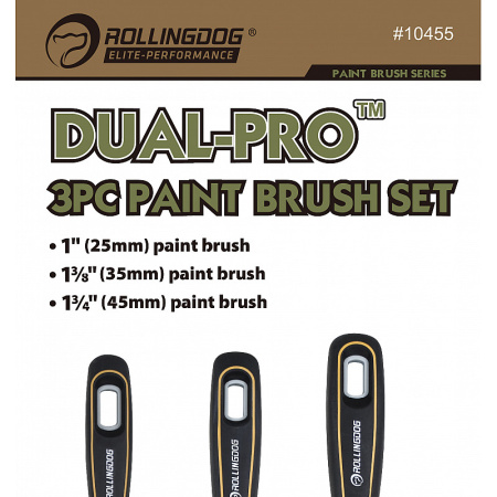 Набор кистей DUAL-PRO 25/35/45 мм, синтетика, серия Elite, Rollingdog арт.10455