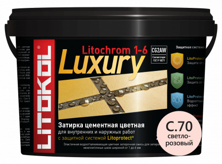 LITOCHROM 1-6 LUXURY C.70 светло-розовый, Затирка для узких швов плитки, LITOKOL, 2кг