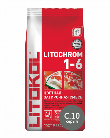 LITOCHROM 1-6 C.10 серый, Затирка для узких швов плитки, LITOKOL, 5кг арт.075330005