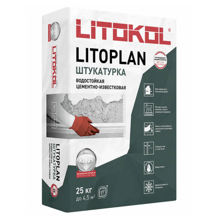 LITOPLAN Штукатурка цементно-известковая LITOKOL, 25 кг