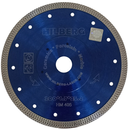 Диск отрезной алмазный Hilberg Hard Materials X-type  200мм/25,4/22,23мм/1,7мм, HM405