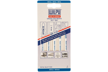Пилка для электрического лобзика для жести из нерж. стали  WILPU MG 11 bi уп.5шт. арт.0255100005