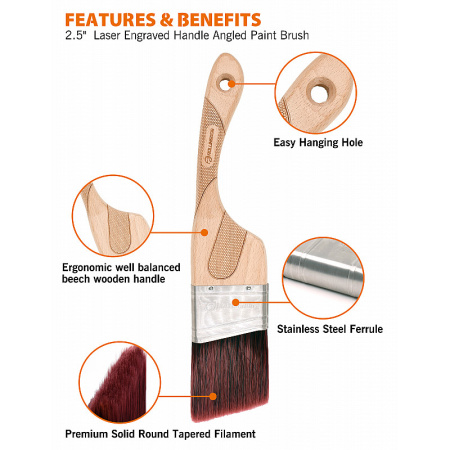 Плоская кисть Rollingdog DOBERMAN X1000 2,5”(63,5 мм) угловой срез, синтетика арт.10298