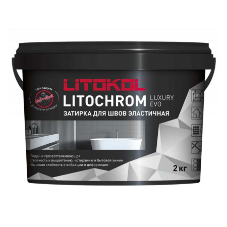 LITOCHROM 1-10 LUXURY EVO LLE 135 антрацит, Затирка для узких швов плитки, LITOKOL, 2кг арт.500350002