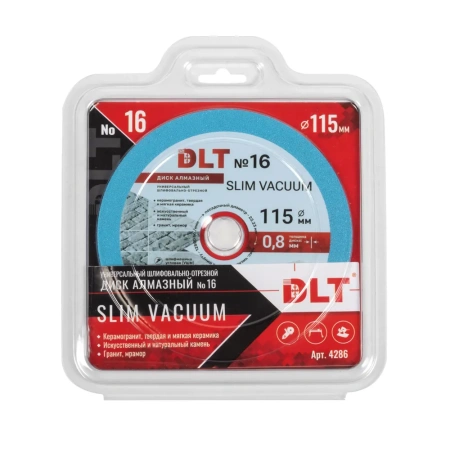 Универсальный шлифовально-отрезной алмазный диск DLT №16 SLIM VACUUM 115мм/1,6мм арт. 4286