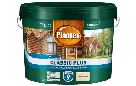 Пропитка-антисептик Pinotex Classic Plus Ель натуральная 9 л