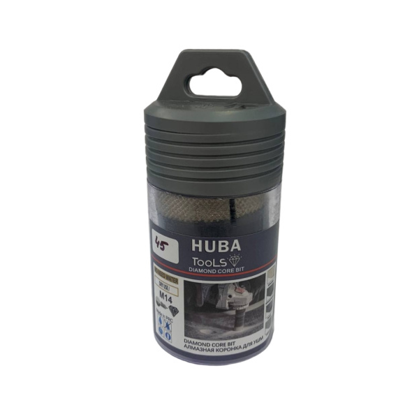 Коронка алмазная по керамограниту, чистый рез 45 мм, HUBA Tools TOP, М14 HTT45