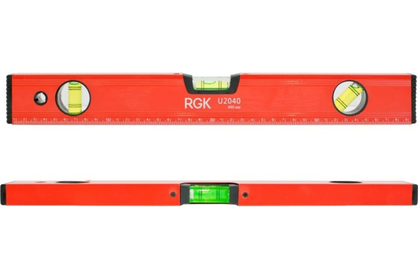 Уровень пузырьковый 400мм, 3 глазка, U2040 RGK, 4610011873720