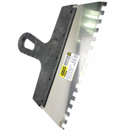 Шпатель нержавеющий пластиковая ручка 250мм зуб 8мм арт. 02-11-258