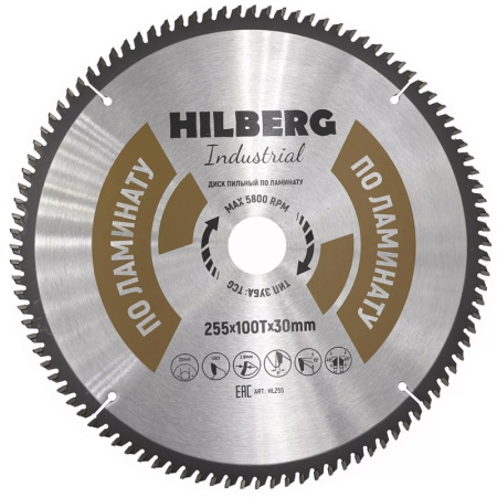 Диск пильный Hilberg Industrial Ламинат 255х30х100Т HL255