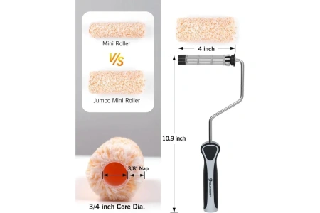 Набор каркасных валиков с ручкой Ø18мм Rollingdog SUPER-MICRO 100мм микрофибра 9.5мм (6шт) арт.70263