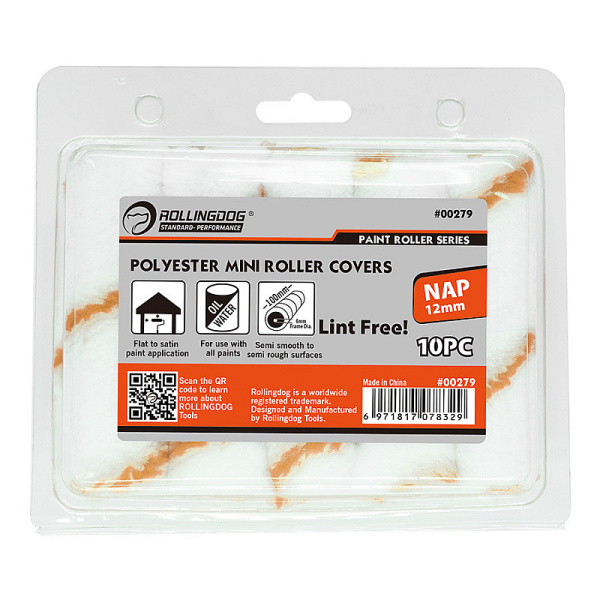 Набор валиков для бюгеля 6мм Rollingdog PAINT ROLLER 100мм полиэстер 12мм (10шт) арт.00371