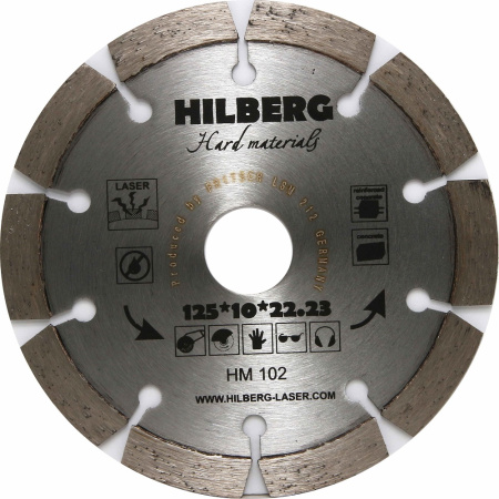 Диск отрезной алмазный Hilberg Hard Materials Laser  125мм/22,23мм/2,1мм, HM102