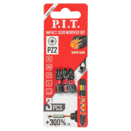 Бита ударная PZ2x25мм Super Hard P.I.T. ASDR01-25PZ2 уп.3шт.