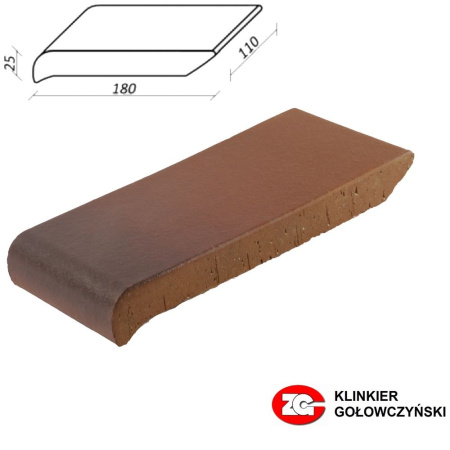 Подоконник клинкерный ZG-Clinker ОК18 каштановый 180x110x25 мм