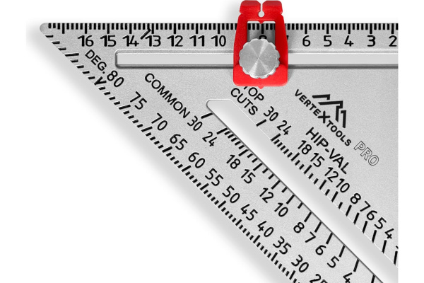 Угольник многофункциональный VertexTools profi 5 в 1, al, подвижная шкала, плоскость+масштаб толщина 4,5 мм 3046-3