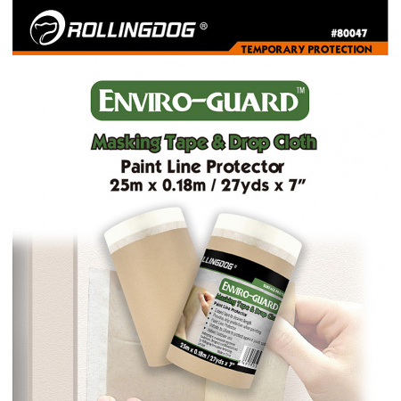 Укрывная бумага на малярной ленте Rollingdog ENVIRO-GUARD 42 г/м², 18см х 25м, арт.80047 Укрывная бумага на малярной ленте Rollingdog ENVIRO-GUARD 42 г/м², 18см х 25м, арт.80047