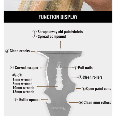 Скребок многофункциональный 14 в 1 Rollingdog, серия Elite, арт.50417