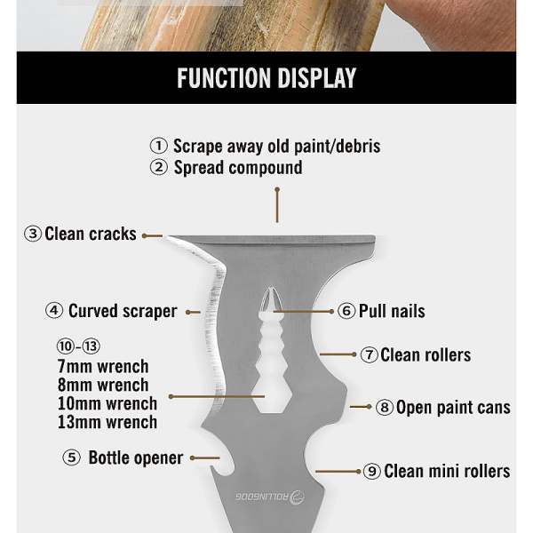 Скребок многофункциональный 14 в 1 Rollingdog, серия Elite, арт.50417