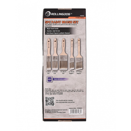 Набор кистей W1000 25/38/38/50/63 мм, синтетика, серия Standard, Rollingdog арт.10542