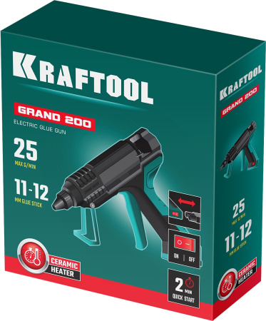 Клеевой (термоклеящий) пистолет KRAFTOOL Grand 200, стержень 11-12 мм, 25 г/мин. арт. 06839