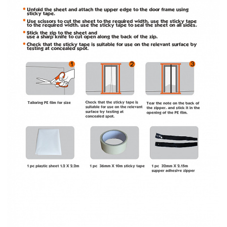 Дверь защитная многоразовая на молнии против пыли Rollingdog арт.80241