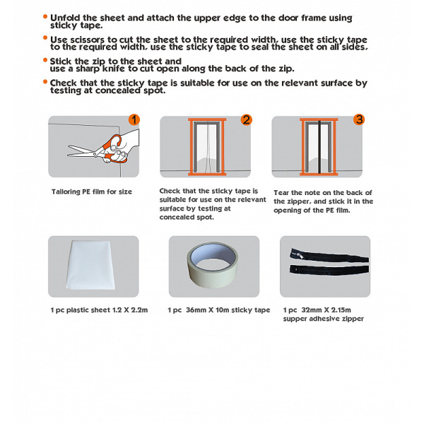 Дверь защитная многоразовая на молнии против пыли Rollingdog арт.80241