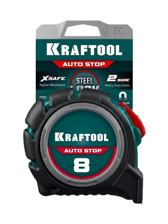 Рулетка KRAFTOOL AutoStop, 8 м х 25 мм
