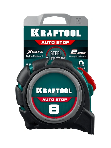Рулетка KRAFTOOL AutoStop, 8 м х 25 мм