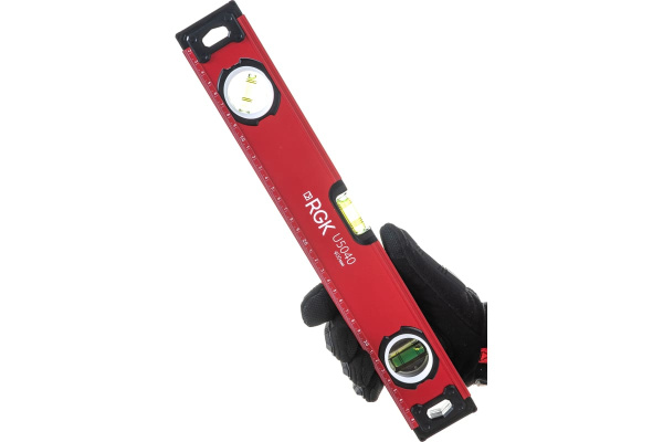 Уровень пузырьковый 400мм, 3 глазка, U5040 RGK, 4610011873645