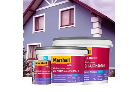 Краска Marshall AKRIKOR Фасадная силикон-акриловая мат. BW 9 л