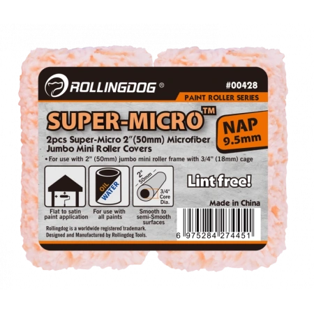 Набор валиков для каркаса Ø18мм Rollingdog SUPER-MICRO 50мм микрофибра 9,5мм (2шт) арт. 00428