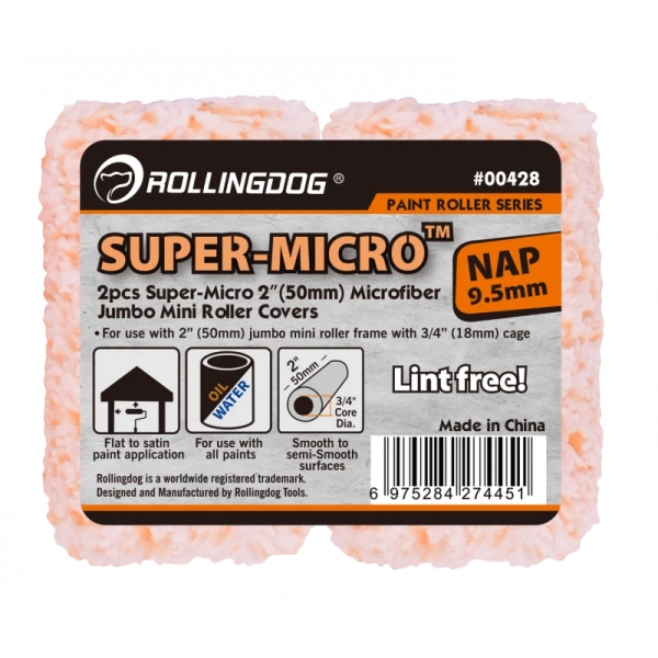 Набор валиков для каркаса Ø18мм Rollingdog SUPER-MICRO 50мм микрофибра 9,5мм (2шт) арт. 00428