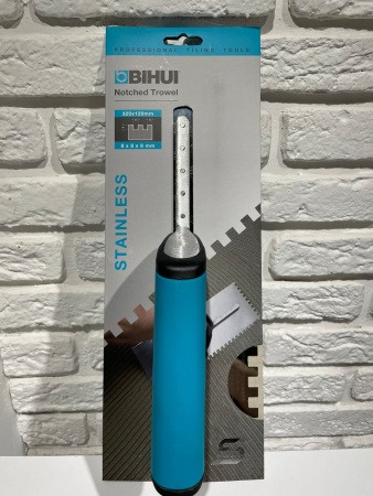 Кельма зубчатая прямой зуб 320х120мм, 8х8х8мм, BIHUI PTSL08