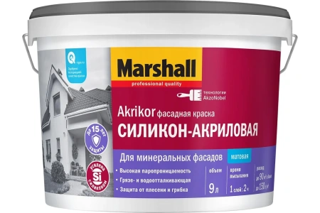 Краска Marshall AKRIKOR Фасадная силикон-акриловая мат. BW 2.5 л