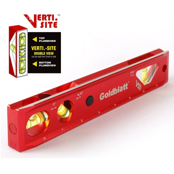 Уровень пузырьковый 229 мм, 3 глазка, VERTI SITE с подсветкой Goldblatt, G09006