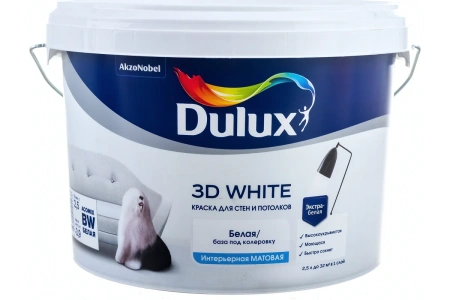 Краска Dulux Новая ослепительно белая 3D матовая 2,5 л