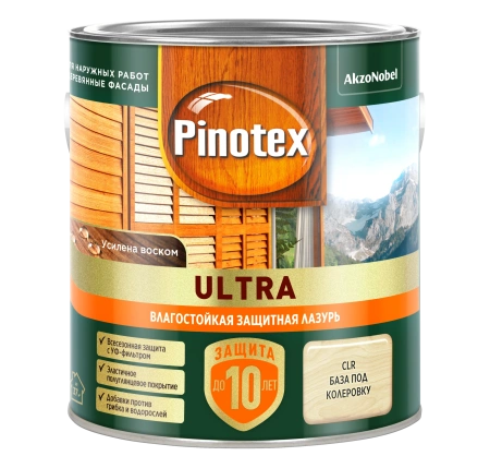 Защитная влагостойкая лазурь Pinotex Ultra CLR база 2.5 л