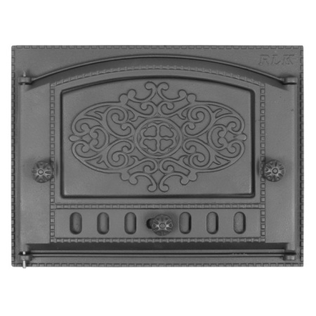 Дверка каминная с рисунком не уплотненная Литком ДК-2, Евгений, 375х300х40мм, черная