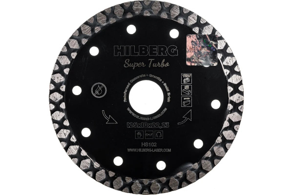 Диск отрезной алмазный Hilberg SUPER TURBO 125мм/22,23мм/2,15мм, HS102