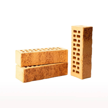 Облицовочный кирпич Тайга морошка скала, рваная фаска 1НФ 250х65х120 мм