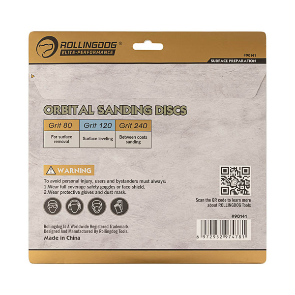 Шлифовальный круг P120 Rollingdog 225мм сплошной уп.6шт. 90141