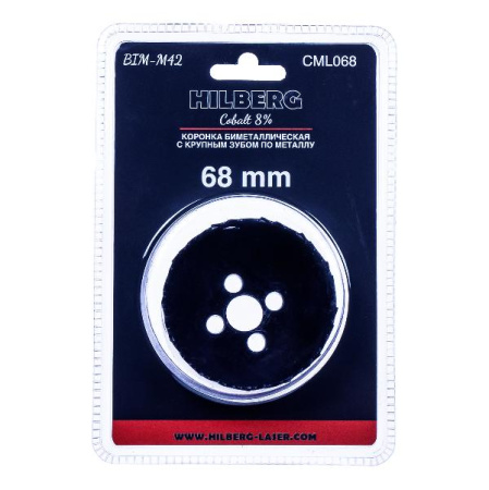 Коронка биметаллическая по металлу 68мм, крупный зуб, Hilberg Bi-Metal Cobalt 8% (М42), CML068