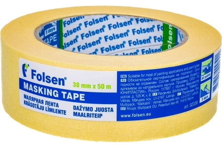 Малярная лента FOLSEN MASKING TAPE (желтая 5 д.) 38мм х 50м арт. 02338