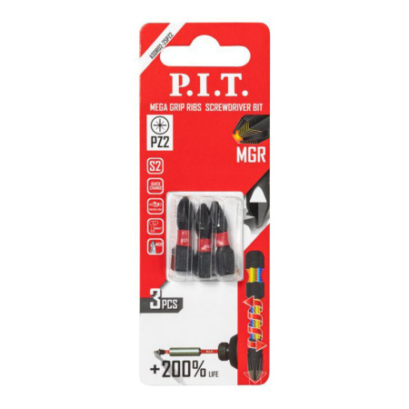 Бита ударная PZ2x25мм Mega Grip Ribs P.I.T. ASDR02-25PZ2 уп.3шт.