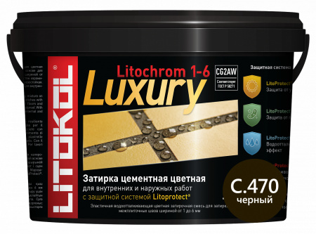 LITOCHROM 1-6 LUXURY C.470 черный, Затирка для узких швов плитки, LITOKOL, 2кг