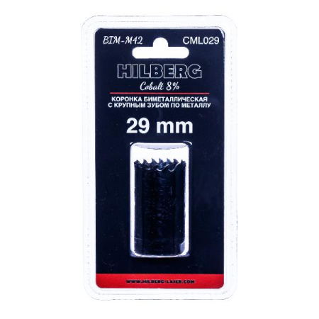 Коронка биметаллическая по металлу 29мм, крупный зуб, Hilberg Bi-Metal Cobalt 8% (М42), CML029