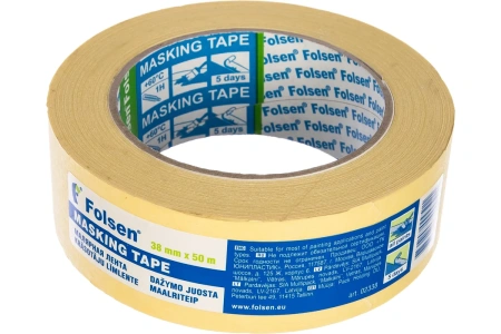 Малярная лента FOLSEN MASKING TAPE (желтая 5 д.) 38мм х 50м арт. 02338